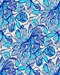 Blue White Floral Sketch Area Rug