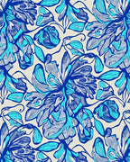 Blue White Floral Sketch Area Rug