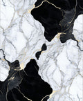 Abstract Marbled Black Gold Design Rug