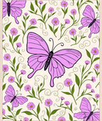Purple Butterflies Floral Swirls Pattern Rug