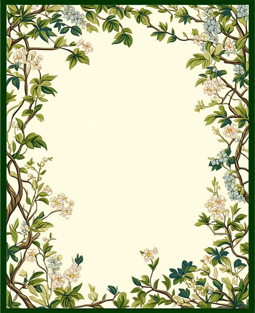 Vine Floral Patterned Beige Rug
