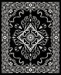 Classic Black White Floral Damask Rug