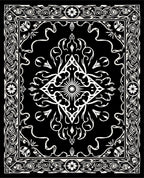 Classic Black White Floral Damask Rug
