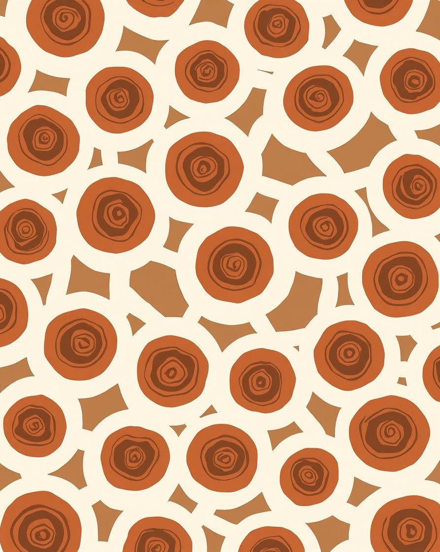 Warm Earth Tones Swirls Pattern Rug