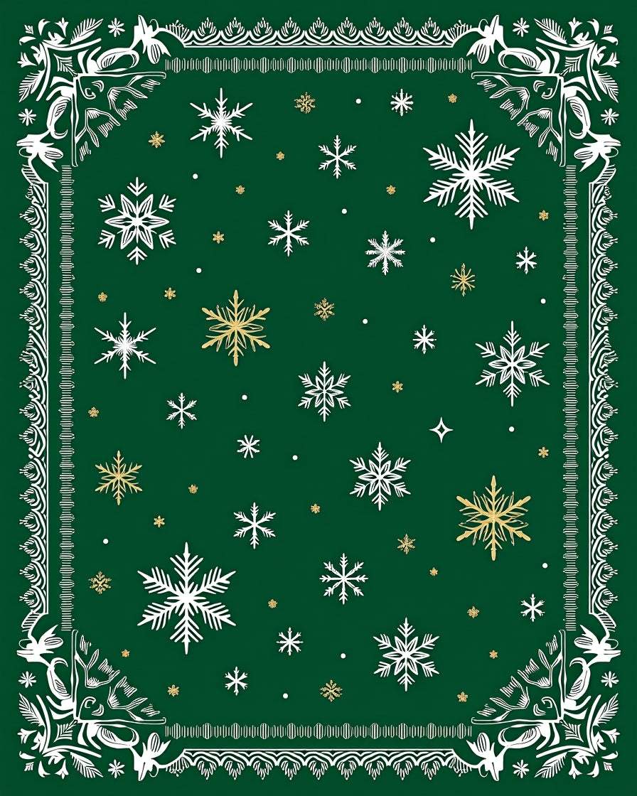 Forest Green Snowflake Cluster Rug