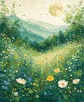 Moonlit Meadow Floral Landscape Rug