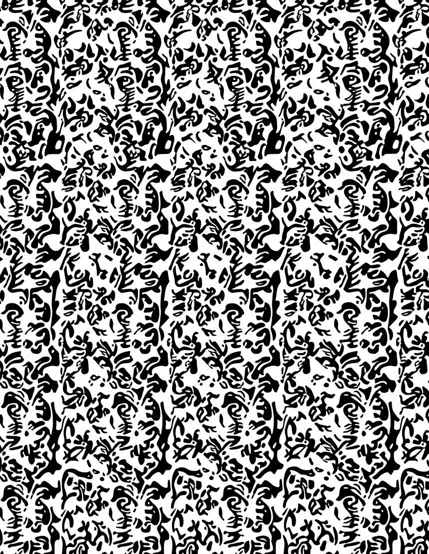 Abstract Organic Black White Pattern Rug