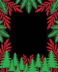 Festive evergreen forest border Rug