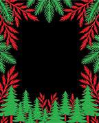 Festive evergreen forest border Rug