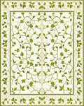 Green Vine Floral Intricate Border Rug