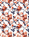Bold Orange Blue Floral Swirl Rug