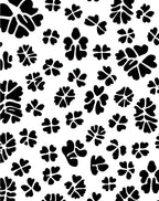 Bold Floral Motif Black White Rug