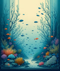 Marine Coral Reef Fish Scene Rug