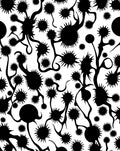 Abstract Black Spiky Organic Pattern Rug