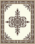 Ornate Floral Medallion Border Design Rug