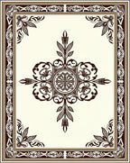 Ornate Floral Medallion Border Design Rug
