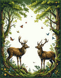 Whimsical Forest Deer Butterfly Pattern Rug