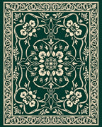 Elegant Floral Scroll Border Patterned Rug
