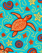 Bright Orange Turtle Nautical Pattern Rug