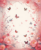 Pink Butterfly Floral Art Rug