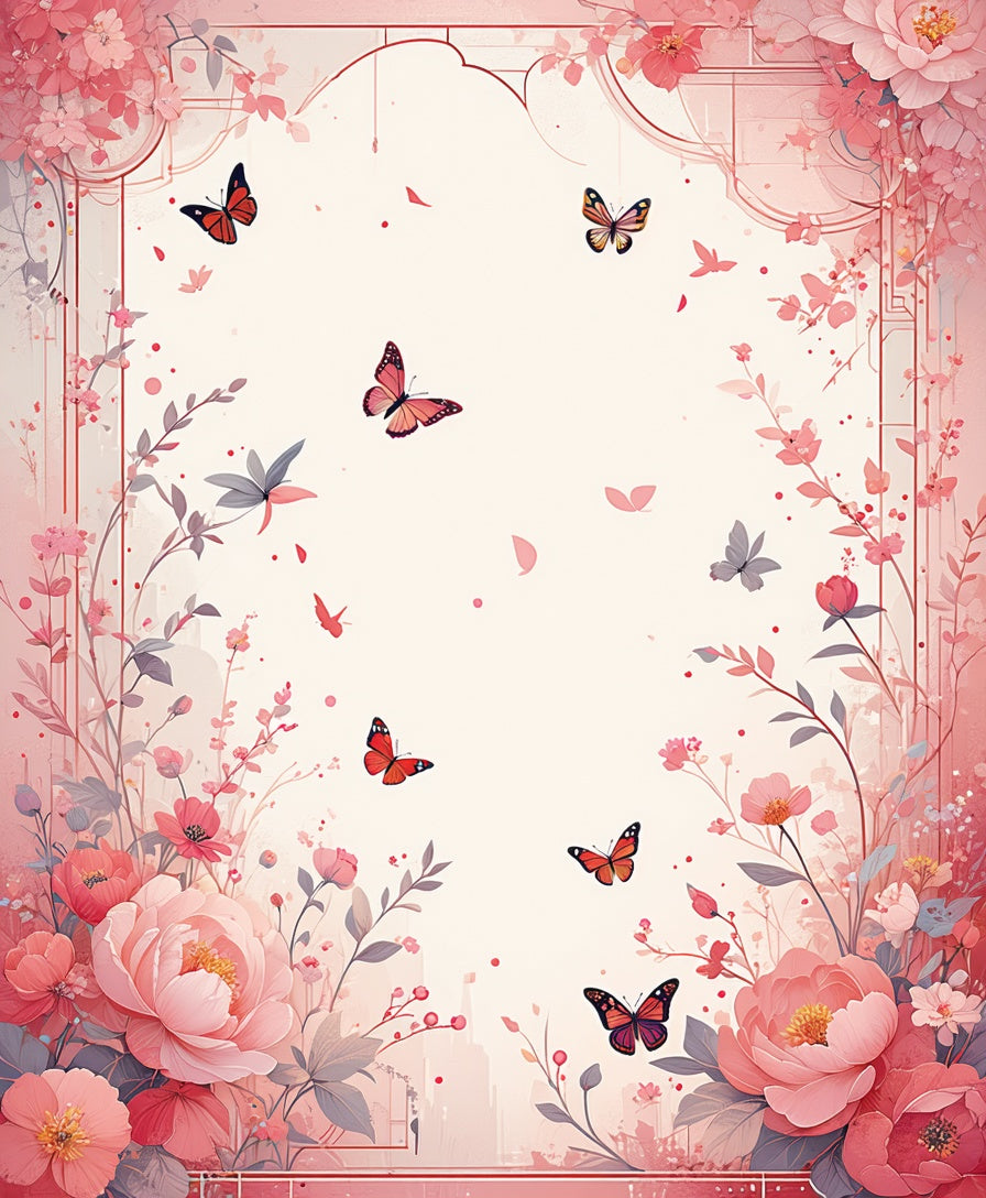 Pink Butterfly Floral Art Rug