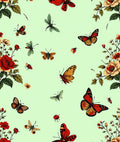 Vintage Butterflies and Floral Pattern Rug