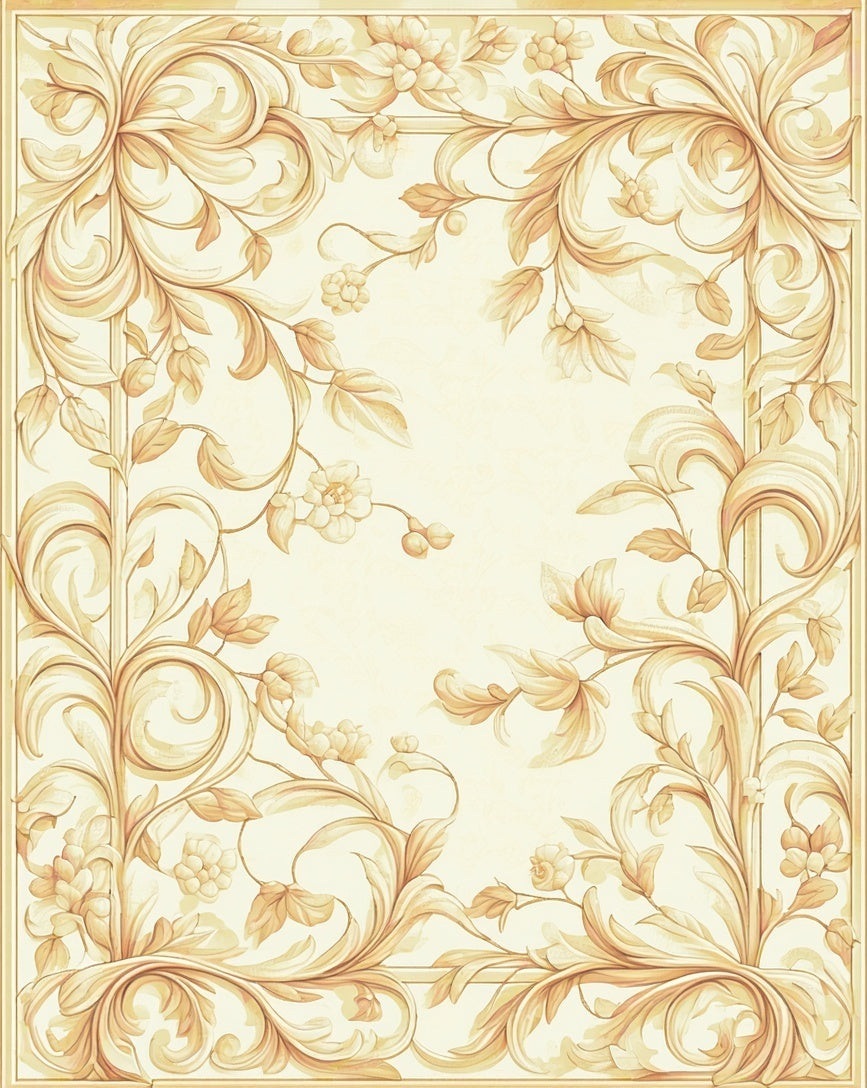Elegant Floral Scrollwork Design Rug