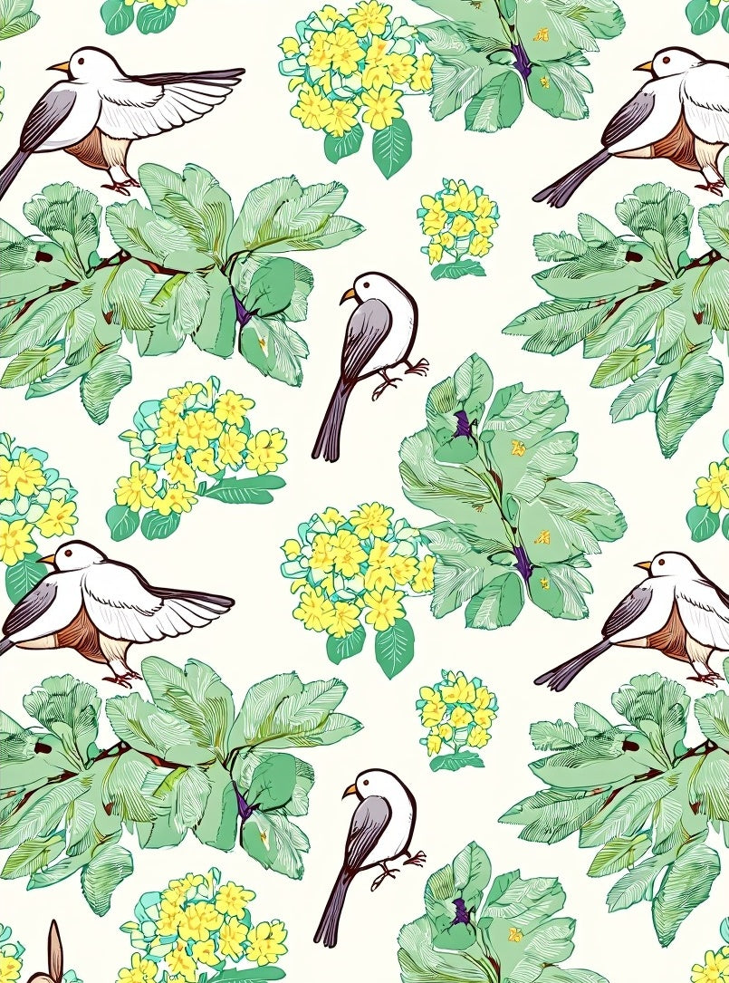 Whimsical Birds Spring Flowers Design Rug