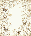 Elegant Floral Vines And Butterflies Design Rug