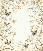 Elegant Floral Vines And Butterflies Design Rug