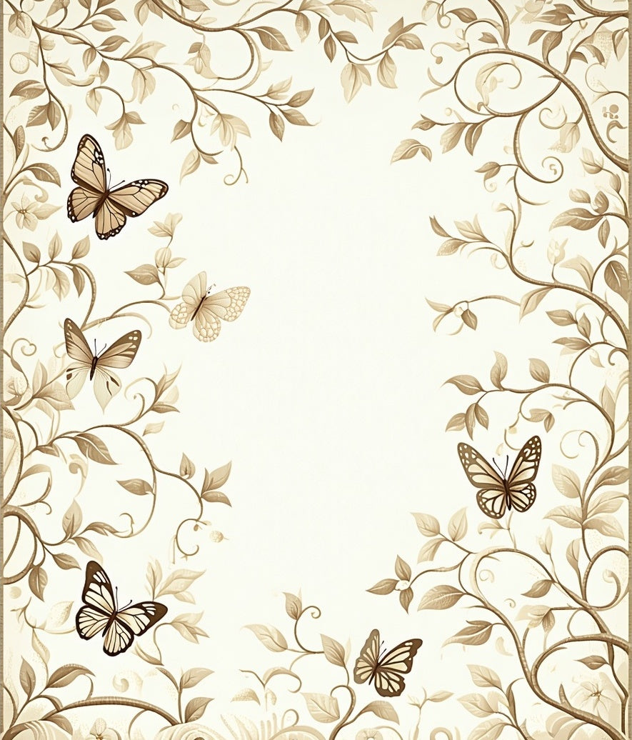 Elegant Floral Vines And Butterflies Design Rug