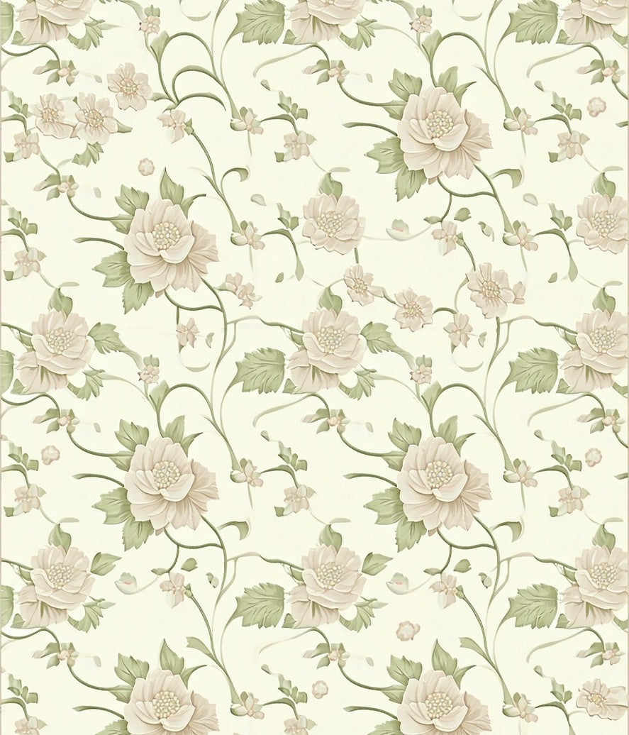 Soft Blush Floral Vine Pattern Rug