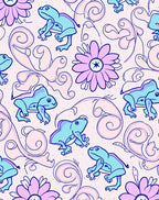 Whimsical Frogs Floral Swirls Pattern Rug