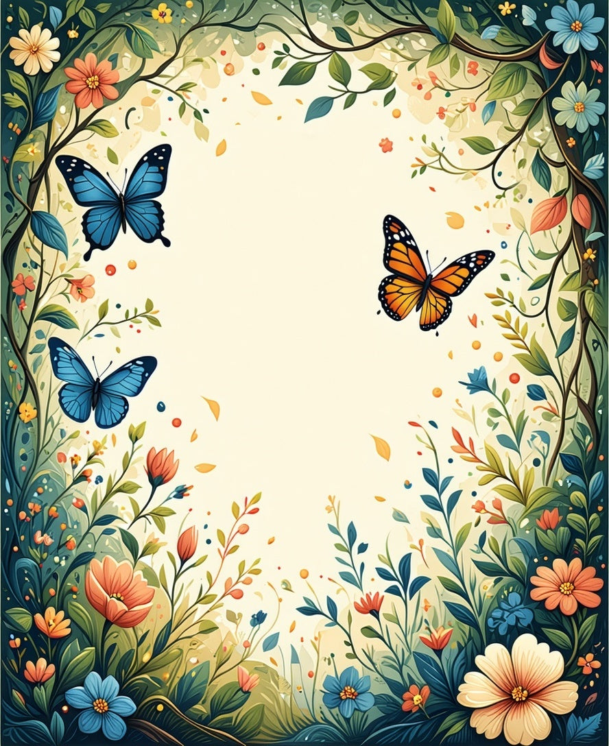 Whimsical Butterflies Floral Garden Rug