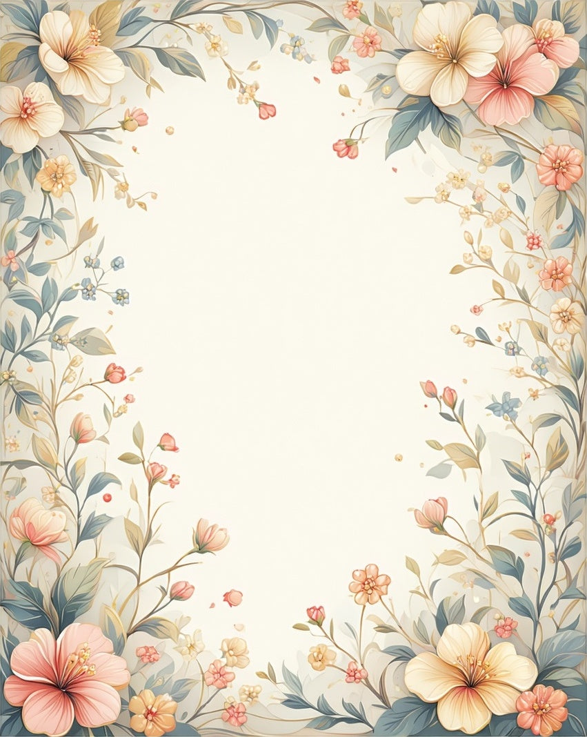 Soft Watercolor Floral Garden Pattern Rug