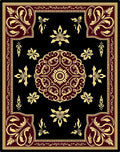 Burgundy and Gold Floral Medallion Rug