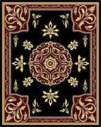 Burgundy and Gold Floral Medallion Rug