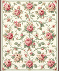 Vintage Floral Garden Scroll Pattern Rug