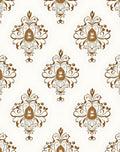 Ornate Brown Damask Pattern Rug