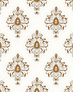 Ornate Brown Damask Pattern Rug