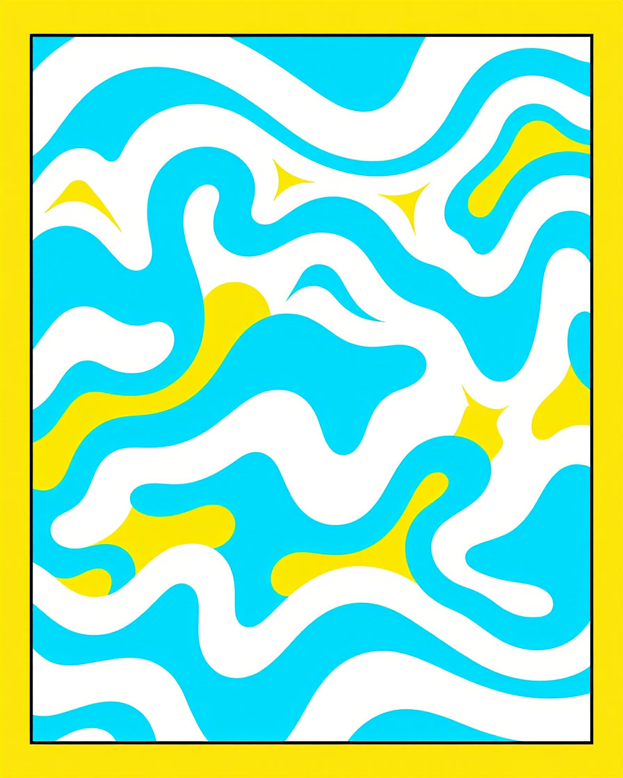 Abstract Swirling Waves Pattern Rug
