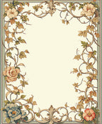 Ornate Floral and Vine Scrollwork Design Rug