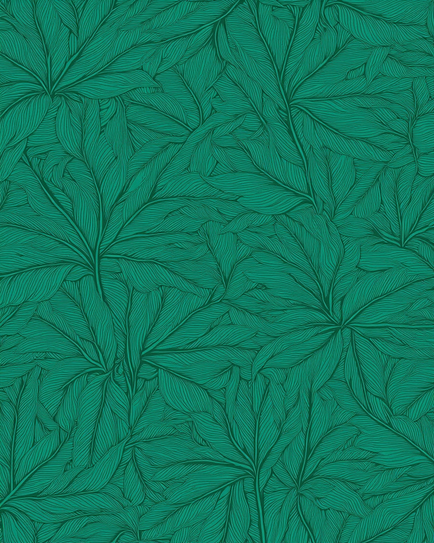 Emerald Leafy Intricate Pattern Rug