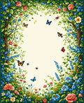 Floral Garden With Butterflies Whimsical Design Rug