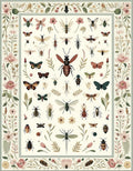 Whimsical Insect Floral Border Design Rug