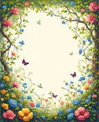Vibrant Floral Canopy And Butterfly Border Rug