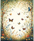 Whimsical Butterflies and Floral Garden Design Rug