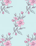 Pastel Pink Floral Outline Design Rug