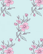 Pastel Pink Floral Outline Design Rug