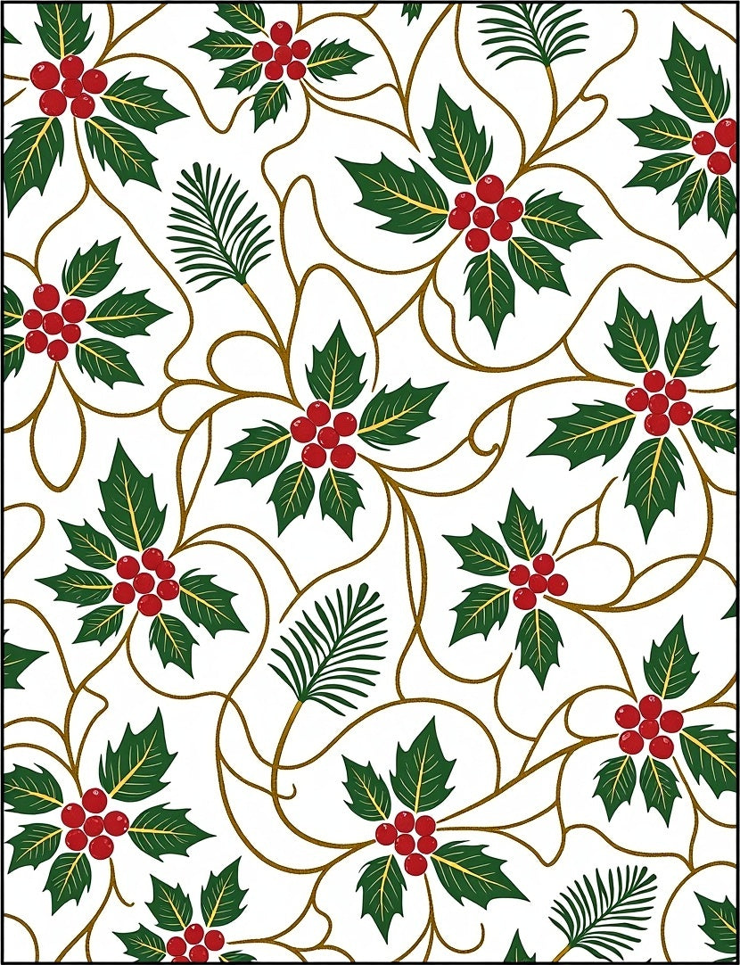 Christmas Holly Vine Red Berry Rug